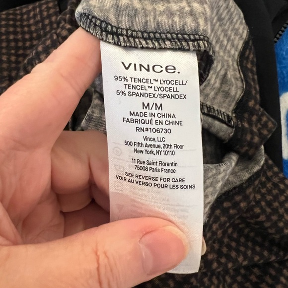 Vince Brushed Tencel Check Long sleeve Knit Top M - Picture 8 of 9